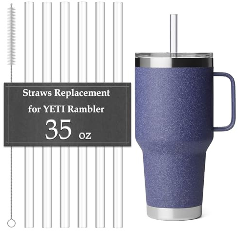 Straws for YETI 35 OZ Straw Tumbler, Reusable for YETI Straw Replacement | 6Pcs Reusable Straws for YETI Tumbler with Cleaning Brush, Food Grade Tritan, BPA-Free Clear for YETI Straw Replacement