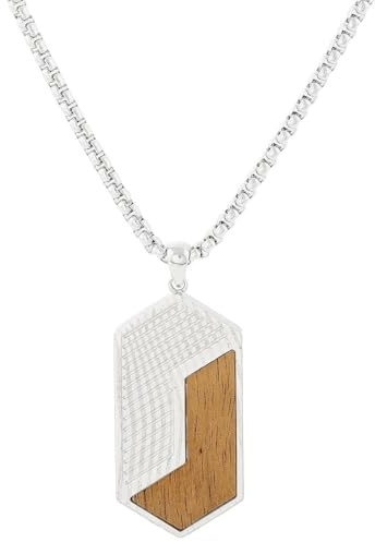 HOLZKERN Herren-Halskette Edelstahl Zigzag Koa/Damast 9010631019273