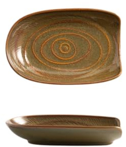 Porta cucchiaio in ceramica, piatto per salsa di soia, vassoio per cucchiaini vintage in stile giapponese, piatto decorativo per dessert, sushi, poggiamestolo (marrone)