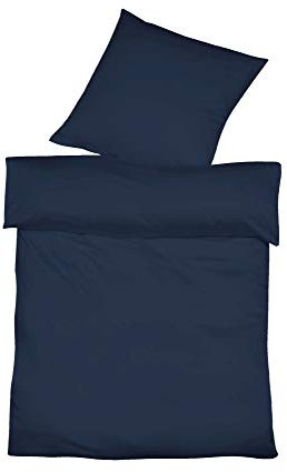fleuresse Baumwolle Leinen Bettwäsche Provence Größe 155x220+80x80 cm Farbe Dunkelblau