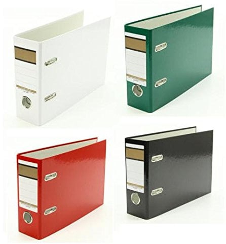 4x Ordner / A5 quer / 75mm breit / Farbe: je 1x weiß, grün, rot und schwarz