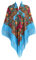 Gudessly 157,5 x 157,5 cm Übergroßer Damen-Schal, traditioneller Retro-Schal, Wickeltuch, Quaste, Fransen, Blumen-Poncho-Schal, bedruckter Schal, Himmelblau, 62 * 62inch