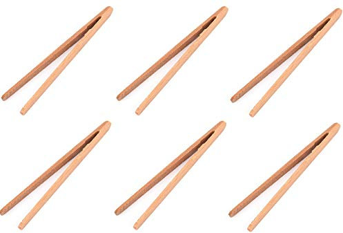 bick.shop 6 Tom Yang Tongs 18 cm Bamboo Hot Pot Tongs Kitchen Tongs Bamboo Tongs BBQ Barbecue Tongs