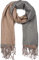 styleBREAKER Damen Schal in edler 2-Face Optik mit Fransen, 2 Farbig, Wendeschal, warme Winter Stola mehrfarbig 01017137, Farbe:Taupe-Dunkelgrau