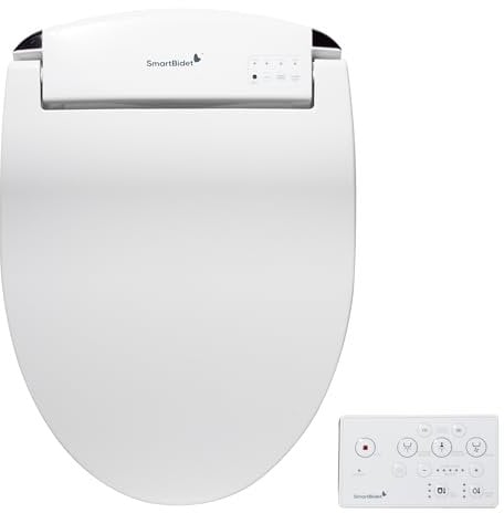 SmartBidet SB-2400ER Electric Bidet Seat for Elongated Toilets and French Curve Toilets with Remote Control, LED Night Light, Heated Seat Made in Korea White