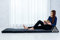 Leewadee Comfortable Japanese Floor Mattress - Thai Floor Bed With Triangle Cushion - Futon Mattress - XL Extra Long Thai Massage Mat, 225 x 50 cm, Black, Kapok Filling