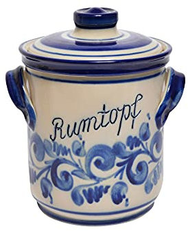 Steinzeug-Schmitt Rumtopf Serie Flora Deutsche Qualität (Inhalt 5 Ltr. - Blau-Grau)
