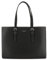 Flora&co - Sac à Main Femme Similicuir Grainé - Cabas Fourre-tout Rigide Documents A4 - Sac Cours Lycée Travail Ville Porté Epaule - Classique Elégant - Noir