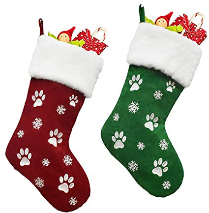 2 Stück Weihnachtsstrümpfe Nikolausstrumpf 45cm Personalisierter Haustier Hund Weihnachtsstrumpf Groß Weihnachtssocken Deko Kamin Hängende Sack Geschenk Taschen Für Weihnachtsbaumschmuck Feiertag