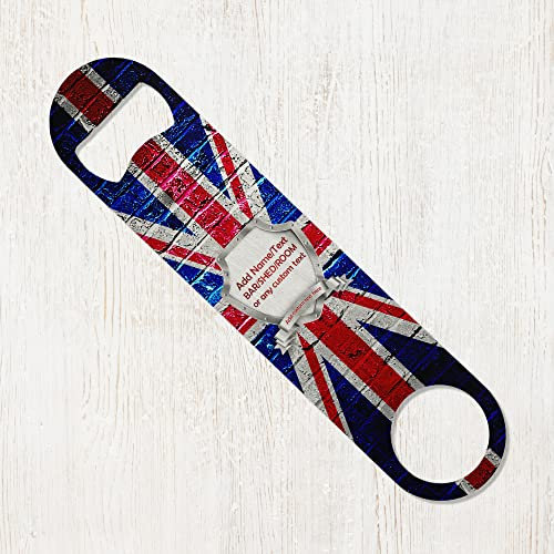 ShopQuality4U Personalised UK Shield Stainless Steel Bottle Opener Blade - Home bar Add Name