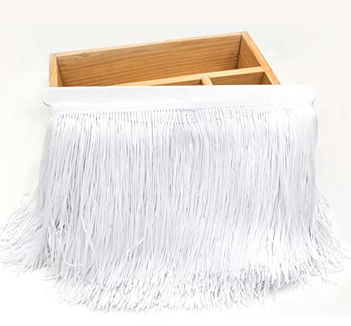 Duories 10 Meters 15cm Seide Fransen Quaste Fransenborte Fransenband Schnittfranse Dekoband Zierband Dekoborte Tanzfransen Nähzubehör für DIY Basteln Apparel Kleidung,Kostüme,Nähen,Dekoration,Weiß