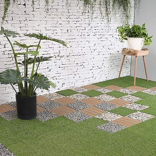 HOME DELUXE - Kunstrasenfliese JUBIN - 1 m² - 11 Fliesen á 30 x 30 cm I Klickfliese Terrassenfliese Balkonfliese