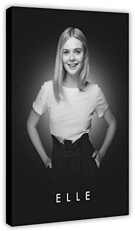 MOIT Star Elle Fanning Leinwand-Poster, Wandkunst, Dekoration, Bild, Gemälde für Wohnzimmer, Schlafzimmer, Dekoration, Rahmen-Stil, 60 x 90 cm