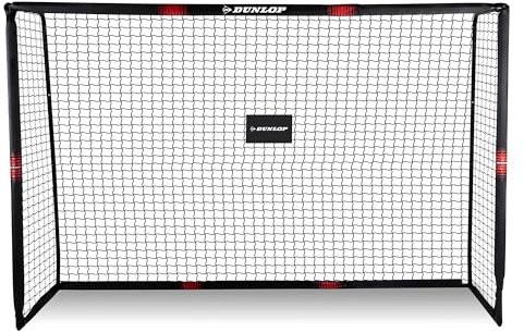 Dunlop Fußballtor - 300 x 200 x 120 cm - Metall - Fußballtrainingszubehör für Alle Altersgruppen - Einfache Montage - Schwarz/Rot