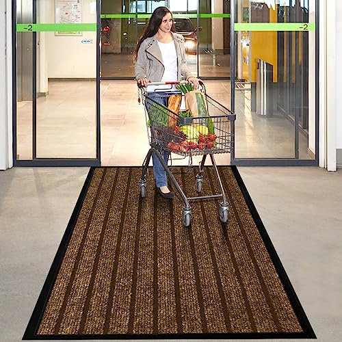 Hafaa Door Mat Indoor & Outdoor Brown 80x150 cm Non Slip Washable Doormat Dirt Trapper Water Absorbent Rubber Mat Heavy Duty Floor Mats