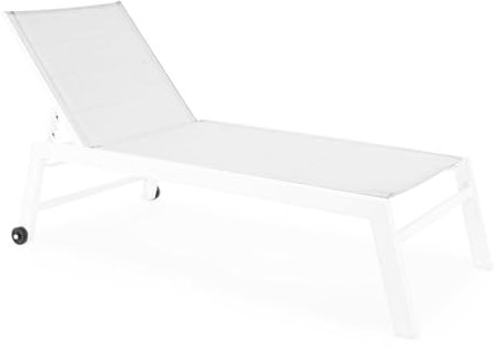 Decor Space Lit d'été en aluminium avec roues pour piscine et jardin (Blanc)