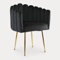 Mobilier-Deco Calista - Chaise Fauteuil en Velours Noir et Pieds dorés