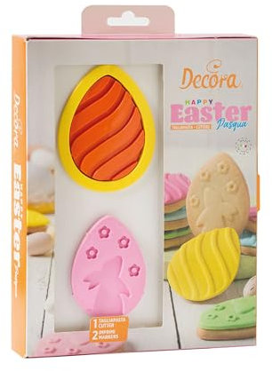 Decora 0255226 Tagliapasta E Marcatori Pasqua, In Plastica, Il Kit Ideale per Creare Decorazioni in Pasta di Zucchero o di Gomma, Made in Italy, Design originale. Confezione da 3 pezzi.