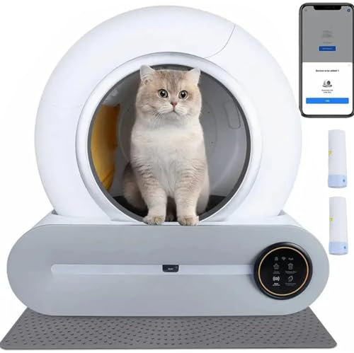 CYMYYDS Self Cleaning Litter Tray, Automatic Litter Box with 65L Extra Large Capacity for Multiple Cats, Without Smell Cats Toilet Fully Closed Sand Box, Smart Robot Litter Box