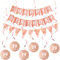 Happy 19. Geburtstag Banner + Dreiecksflaggen Girlanden + Hängedeko Spiralen Set, Rosegold Deko für Mädchen, Deckenhänger