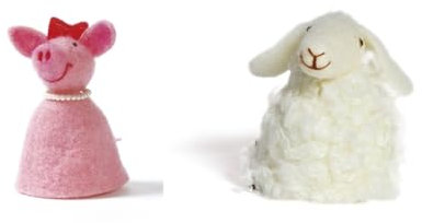 LK Trend & Style Eierwärmer aus Filz - Doppelset für das Paar liebevolle Tiere (Schwein + Schaf)