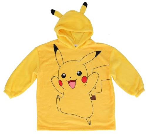 SAHINLER créateur d'univers Pokemon - Pull Plaid à Capuche molletonné Pikachu Pokémon - 100% Polyester - 220 GSM - Jaune