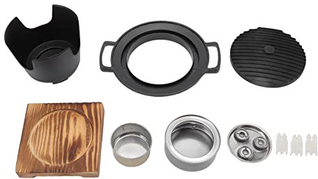 Mini gril hibachi portable en fonte avec grille - Barbecue sans fumée au charbon de bois pour intérieur (1 personne), anti-adhésif et facile à nettoyer