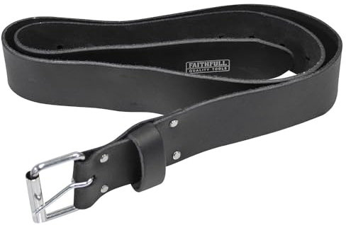 Faithfull Heavy-Duty Black Leather Belt (for Tool Holders) Waist 34-44in