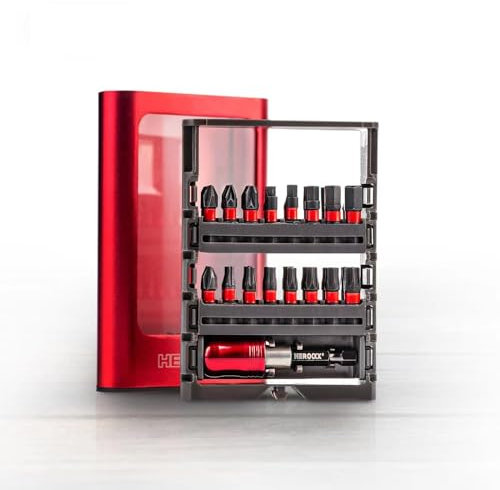 HEROCKX 33-tlg Schlagschrauber Bit Set,Schrauberbit Set (accessories for screw applications, Torx Und Security Torx, Hex, Inkl. Schnellwechsel-Bithalter) Zubehör für Elektrowerkzeuge
