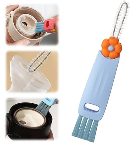 3 in 1 Cup Lid Cleaning Brush, 2024 New Crevice Cleaning Brush Set for Baby Bottle Gap Tight Spaces Cup, 3 in 1 Multifunctional Cleaning Brush Portable Cup Lid Cleaner with Brush(E)
