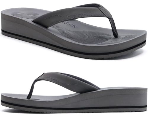 COFACE Chanclas Mujer Sandalias de Cuña para Verano Playa Piscina Interior Exterior Gris Talla 42