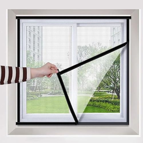 70 x 100 cm, DIY Fliegengitter für Fenster, Moskitonetz, Insektennetz, mit selbstklebenden Hakenbändern