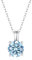GAVU Kristall Halskette für Damen silber 925 mit Aquamarinblauem Zirkonia Anhänger, Silberfarbene Kette