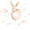 Hoppla - Wandtattoo Kinderzimmer XL - Das schlafende kleine Kaninchen - 85x75cm - Dekoration für das Mädchenzimmer - wiederverwendbarer Wandsticker, Kaninchen-Aufkleber, Ballon, Herz - Aufkleber
