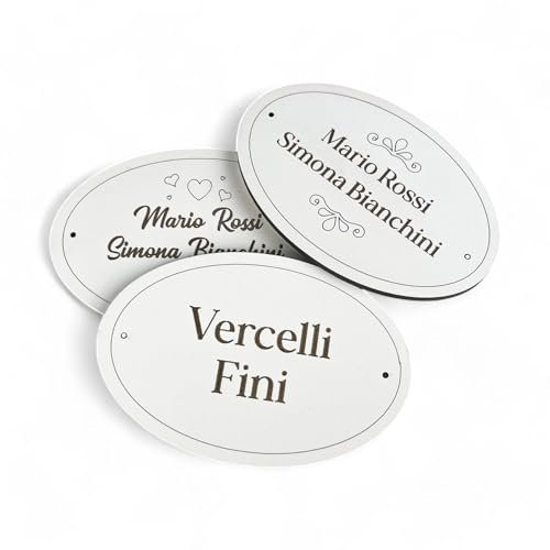 Targa Porta nomi Personalizzata ingresso Portone Casa personalizzabile in legno a forma Ovale 3 Misure disponibili ideali per ingresso casa, Nome stanza, Porta cameretta