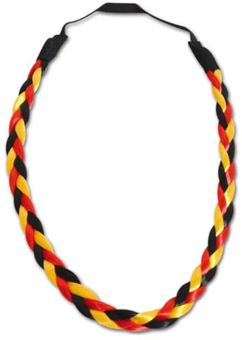 FRIES Deutschland Haarband geflochten | Stirnband in schwarz rot golb | Fanartikel Fußball Wm Em