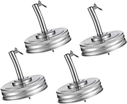 CIYODO 4Pezzi Coperchi Versatori Acciaio Inossidabile per Barattoli di Tappi con Beccuccio per Barattoli Ideali per Oli e Condimenti