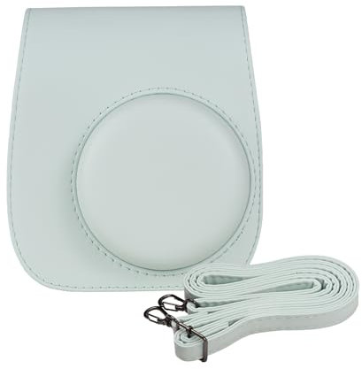 Étui de rangement instantané pour appareil photo en cuir synthétique avec boucle magnétique avec bandoulière compatible avec Fujifilm Instax Mini 12/11/9/8, Vert
