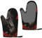 Silikon Ofenhandschuhe 2er Set Schwarzes Pferd auf einem Hintergrund von roten Rosen Ofenhandschuhe für Damen Herren Hitzebeständige Grillhandschuhe Wasserdicht rutschfest BBQ Handschuhe für Küche