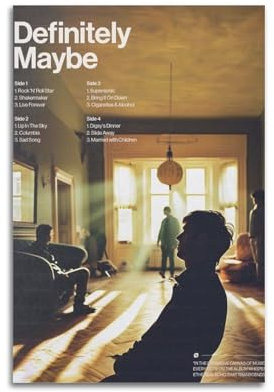 Oasis Definitely MaybeKünstler-Albumcover-Poster, Leinwand, Gemälde, Poster, Ölgemälde, Druck, Poster, Kunstalbum, Wohnzimmer-Dekoration, Leinwand, Art-Deco, Wanddekoration, 30 x 45 cm, ungerahmt