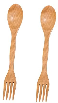 BESTonZON 2 Pcs Bamboo Spork for Wooden Japenese Style Wooden Spork Spork for Mini
