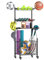 Garage Sports Equipment Organizer Metal Ball Storage Rack with Wheels 4-Layer Rolling Basketball Football Storage Cart with Shelves Baskets Hooks for Soccer Volleyball Baseball Tennis Indoor Outdoor