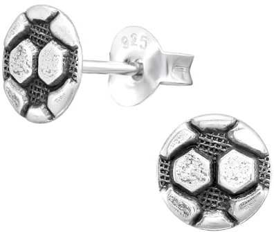 Monkimau Fußball Kinder Ohrringe | 925 Silber | Mädchen Ohrstecker Schmuck | Hypoallergen & Nickelfrei | Kinderohrringe Geschenkidee