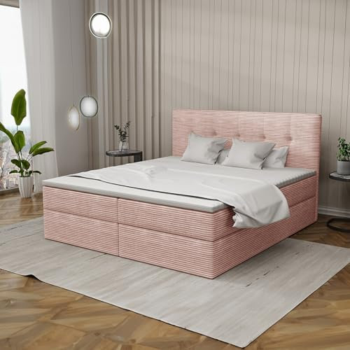 Imebel Boxspringbett 180x200 mit Bettkasten - Bett mit Matratze und 2 Bettkästen - Schlafzimmerbett mit Topper - Bequemes und Elegantes Doppelbett für das Schlafzimmer
