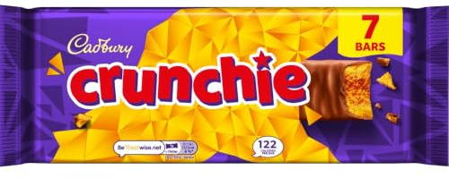 Cadbury Crunchie Milk Chocolate & Honeycomb Bars, 182.7 g (Pack of 1) | 7 Bars Per Pack, Delicious Chocolate Bars with Honeycomb, For Sharing, Irresistible Flavour, Ideal Treat or Gift