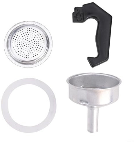 Kit completo di parti di ricambio per moka espresso con manico e accessori essenziali (1 tazza)