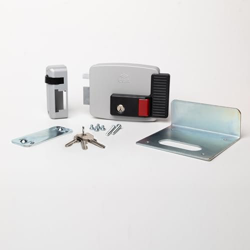 CISA - Serrure électrique à appliquer 111731502N7 - Serrure électrique CISA avec clé et bouton internes - Fonction de verrouillage par jour - Serrure de porte extérieure entrée 50 réglable - Main