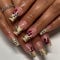 24STK French Press on Nails Mittellange Square Künstliche Nägel Leopard Muster Fingernägel zum Aufkleben Rot Blume Klebe Nägel Set Acrylnagelspitzen Accessories für Damen