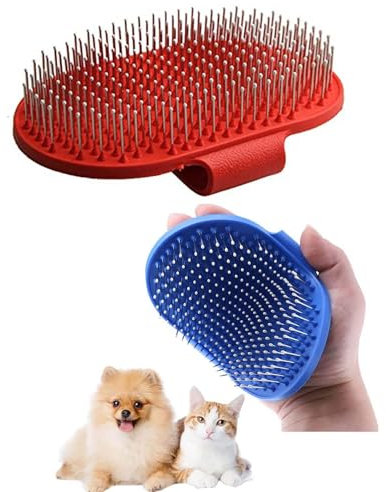 Sleek Style® Dog Grooming Brush for Pets 13 cm Soft Silicone Bristle Dog & Puppy Brush Metal Bristles with Hand Wrap Comfortable Use for Short & Long Hair (1pcs)