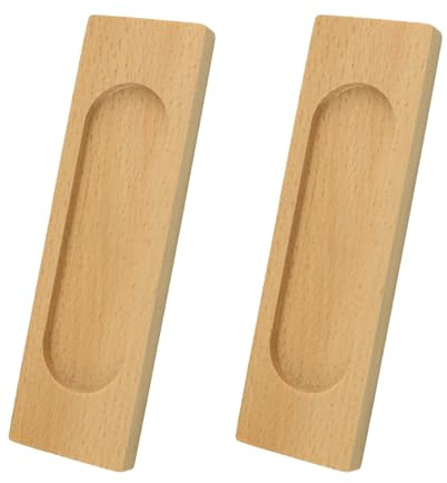 MOROBOR Lot de 2 poignées de porte coulissante rectangulaires en bois sans perforation pour portes coulissantes de grange, fenêtres, armoires, armoires
